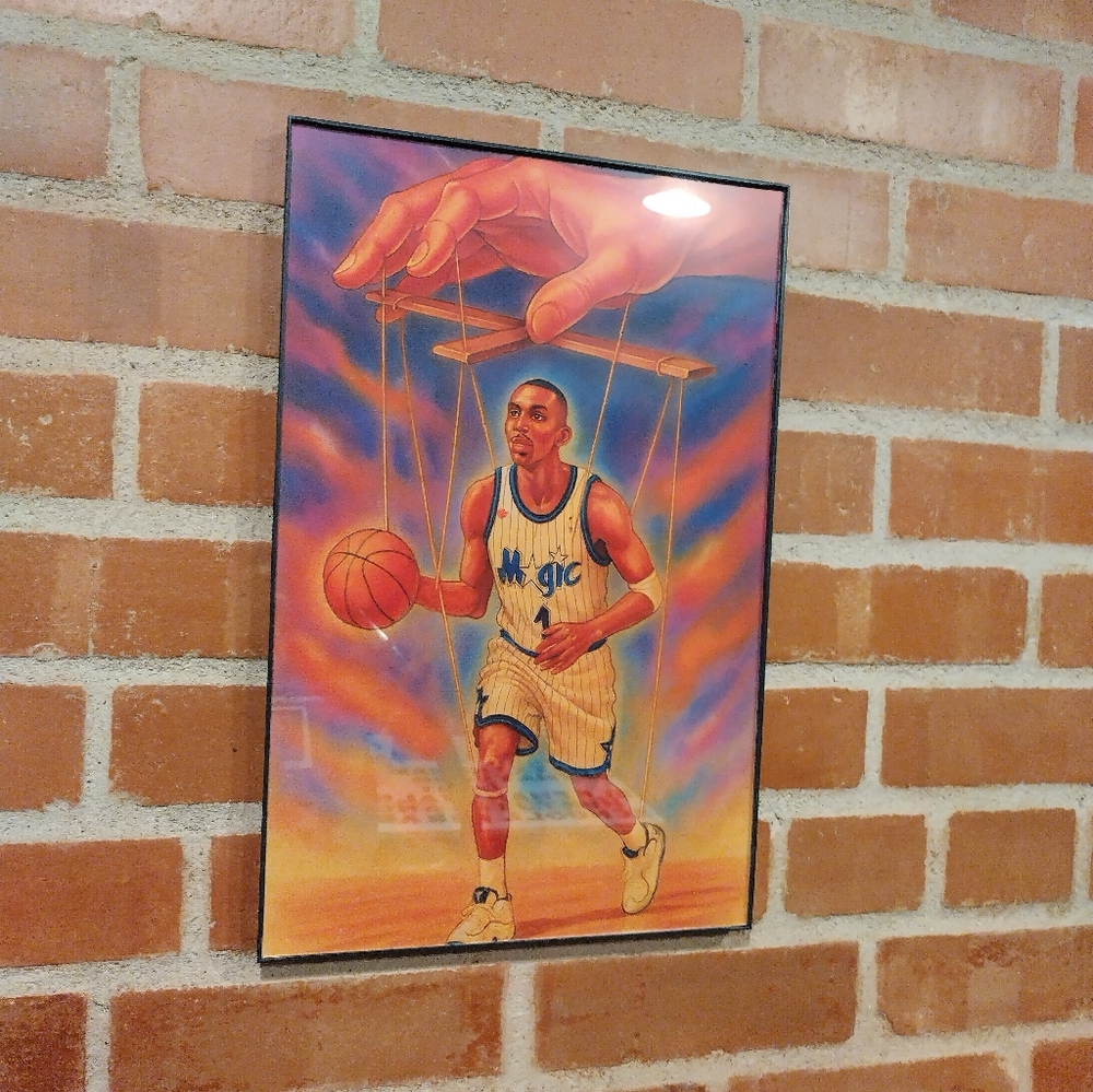 Penny Hardaway Retro NBA Airbrushed Style Framed Art Print By Neon Nicho